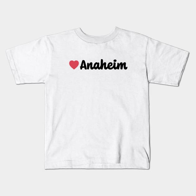 Anaheim Heart Script Kids T-Shirt by modeoftravel